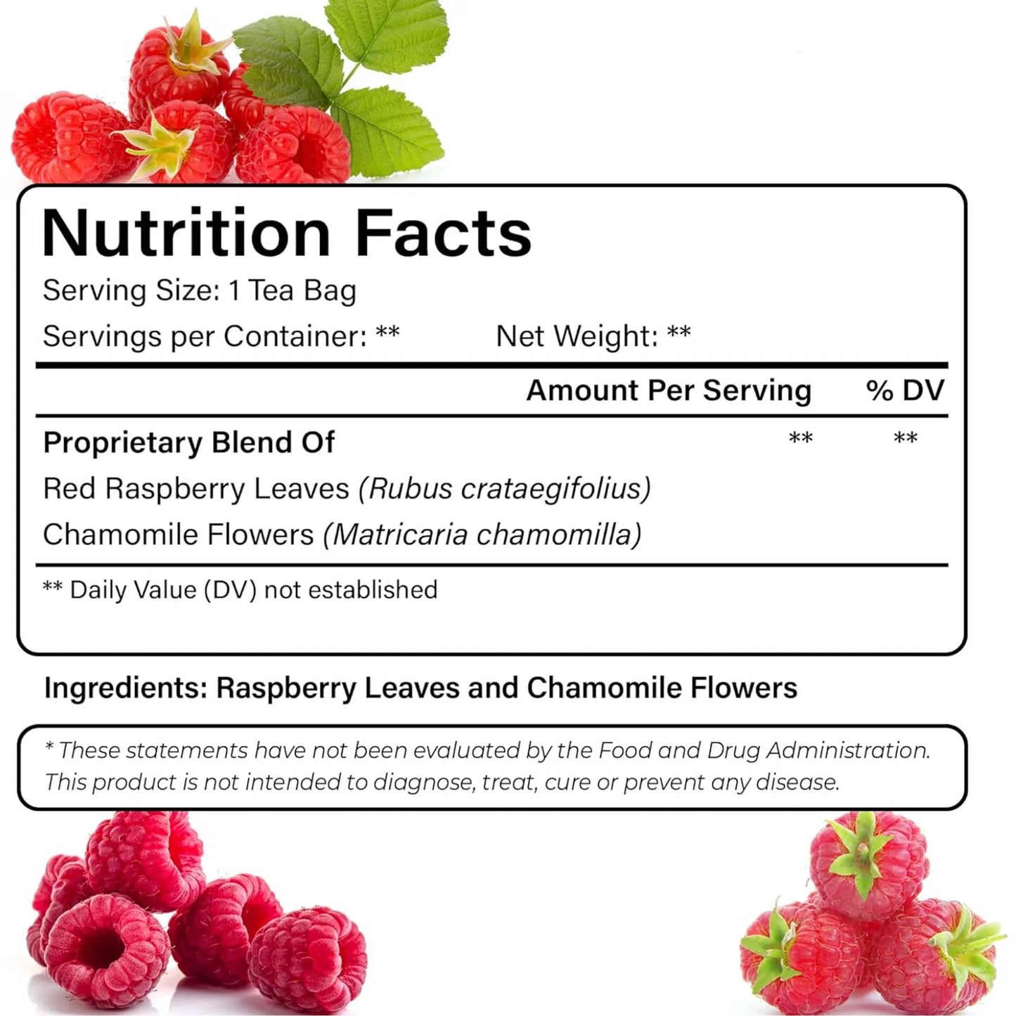 Raspberry leaf Detox tea Pack of 60